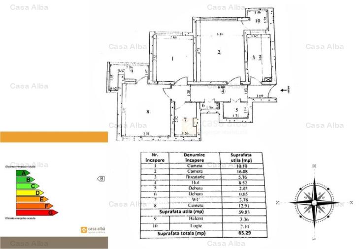 Podu Ros, 3 camere decomandat, doua balcoane, etaj intermediar