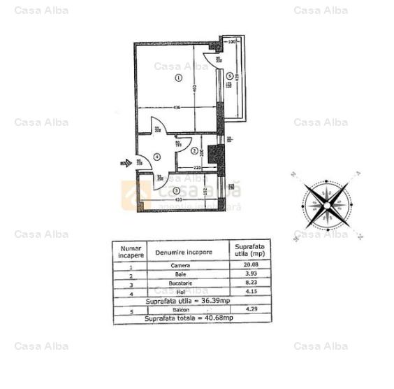 Apartament 1 camera decomandat, Podul de Fier, etaj 2