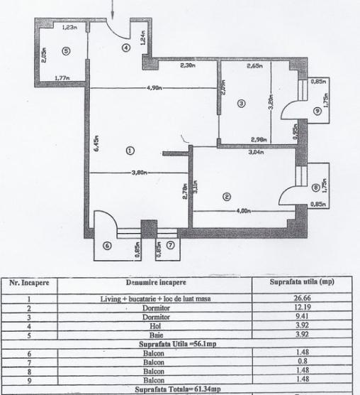 Vând apartament semifinisat în Prundu - etaj 6, bloc nou cu lift