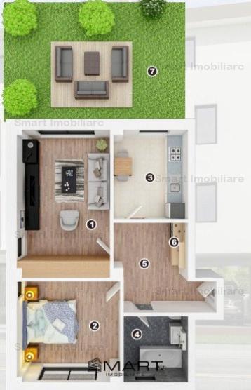 Apartament 2 camere+gradina, zona Tractorul