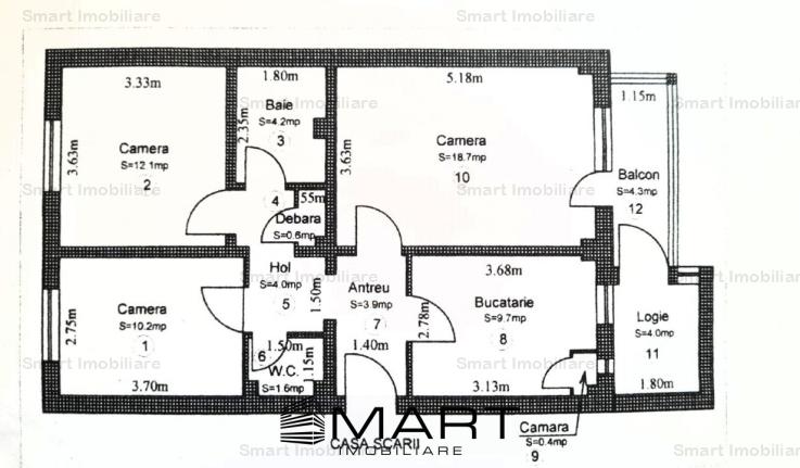 Apartament 3 camere 66mp strada Soimului