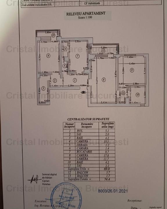 Apartament 3 camere3 de vanzare Rasaritului