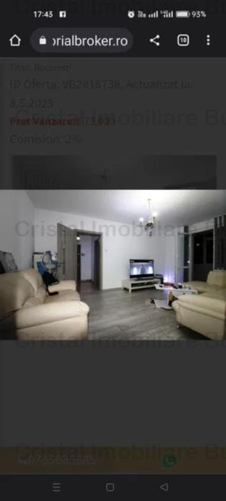 Apartament decomandat renovat modern in zona Auchan Titan, spre Bd. 1 Decembrie, Postavarului