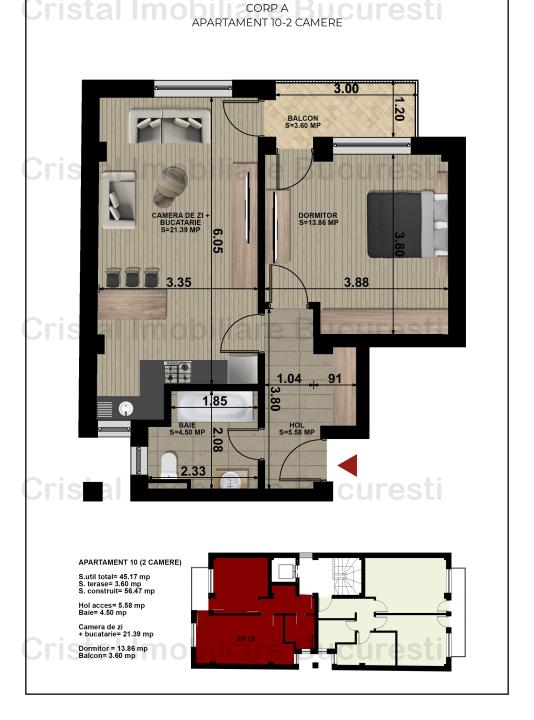 Apartament 2 camere, ideal investitie, geam la baie, 2 min metrou