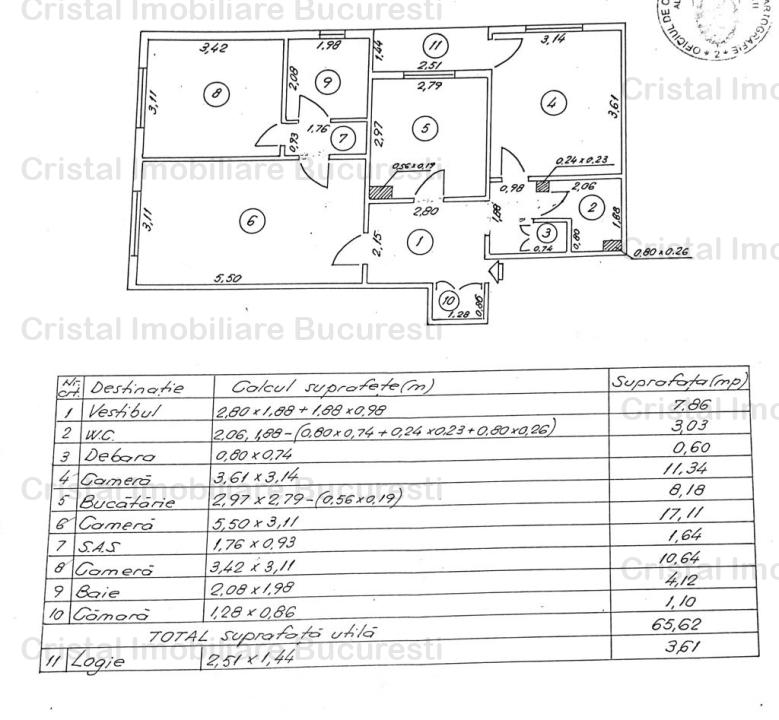 Apartament 3 camere, centrala proprie, zona Mosilor 