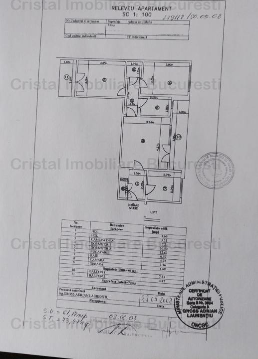 Apartement 3 camere de vanzare Lujerului