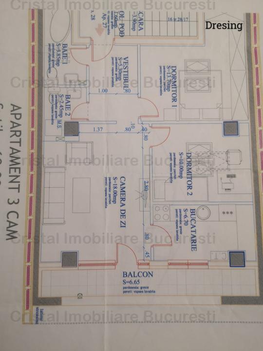 Vanzare Apartament de 3 camere, 1 Decembrie , 2 bai