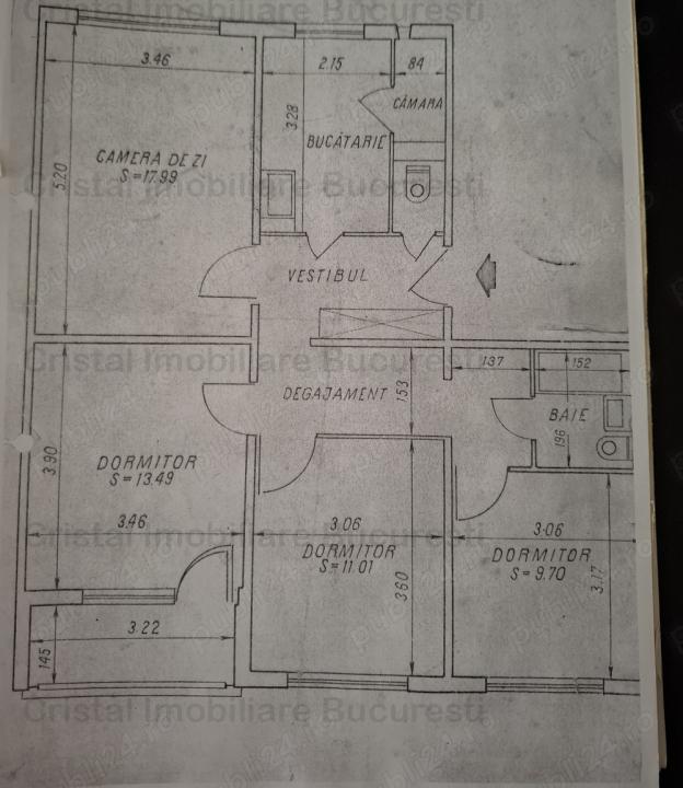 Apartamnt 4 camere, Brancoveanu, Izvorul Crisului. Cu Centrala proprie. 