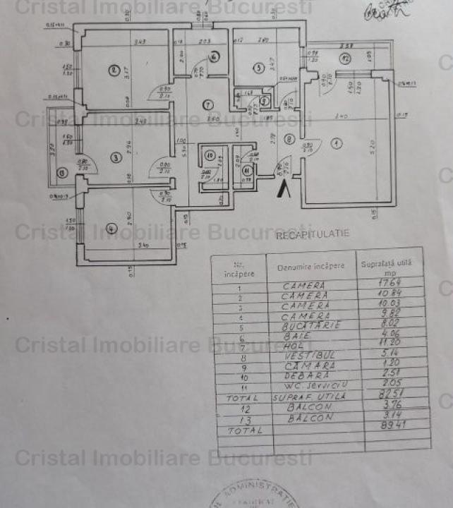 Apartament 4 camere , decomandat, geam la baie - 2 bai, metrou Dristor