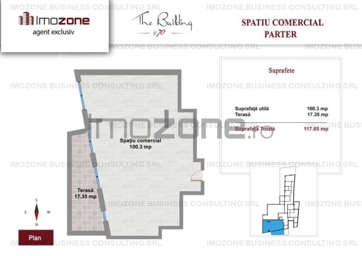 SPATIU COMERCIAL DE INCHIRIAT 100MP + 17 TERASA - BOXA INCLUSA DE 9MP LA SUBSOL