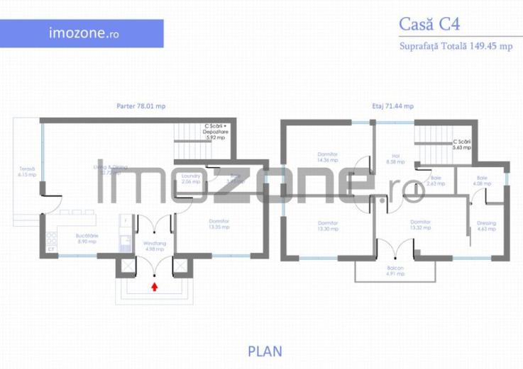 Vila - 4 camere,  situată în Otopeni, 131mp utili, teren 350mp, 2 locuri parcare