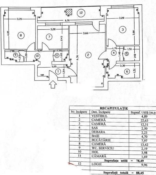 3 camere Universitate-Romana ( bloc 1980 )