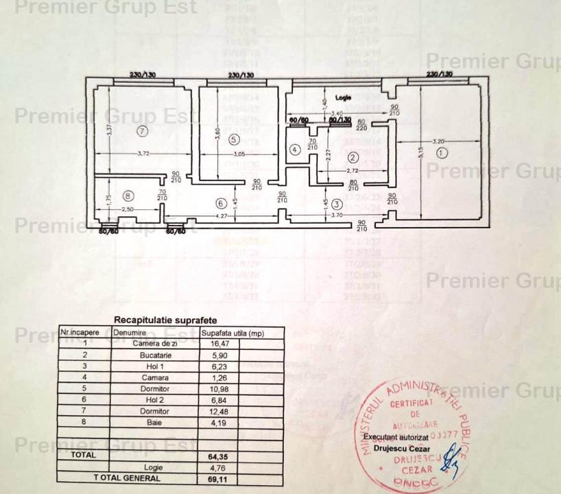 Apartament 3 camere 70mp, decomandat, Podu Ros