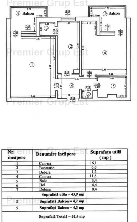 Apartament 2 camere, Podu Ros, 53mp, DECOMANDAT