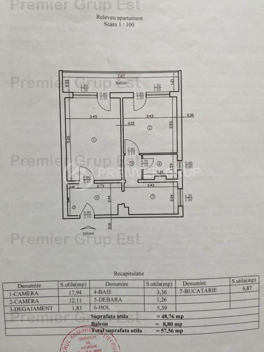 Apartament 2 camere decomandat 58mp | Podu Roș