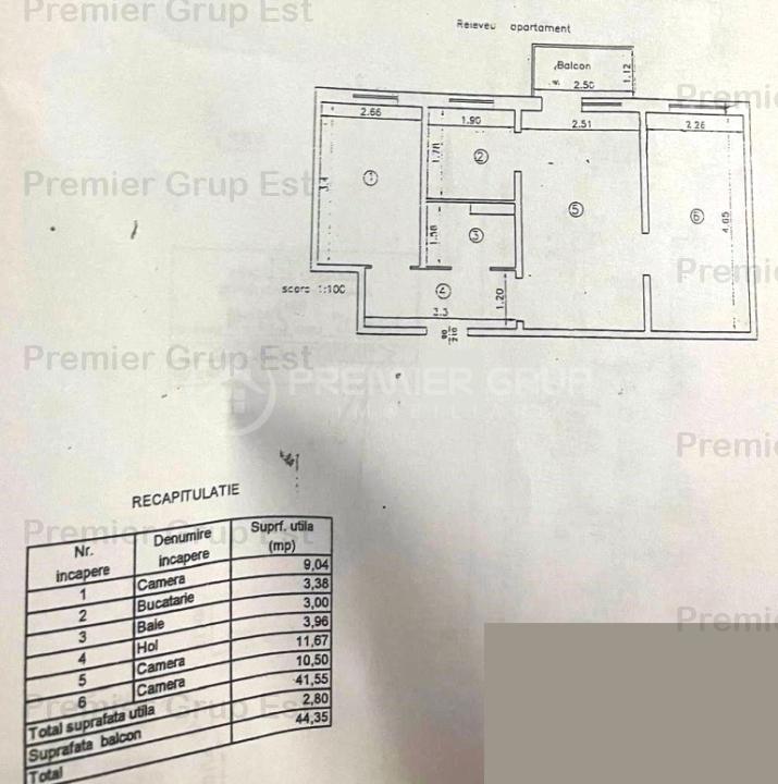 Etaj 1! Apartament 3 camere, Tatarasi, 44mp, fără risc