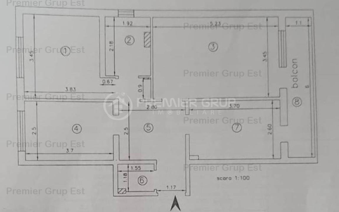 Etaj 3! Apartament 3 camere, Dacia, 71mp, CT