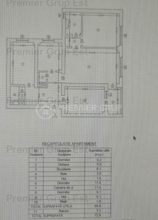 Etaj 3! Apartament 4 camere 2 băi, Podu Ros, CT, AC