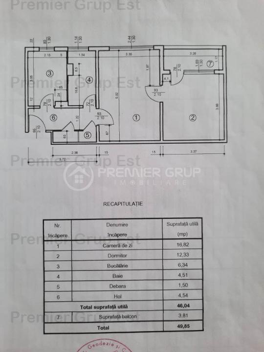 Etaj 3! Apartament 2 camere, Podu Ros, 50mp, CT