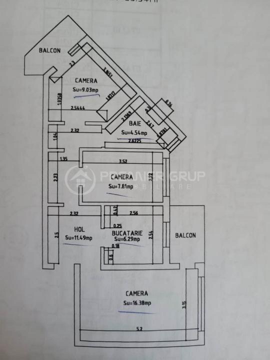 Apartament 3 camere Dacia, 61mp, CT, mobilat + utilat