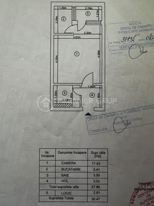 Garsoniera, Tatarasi, 31mp, etaj intermediar