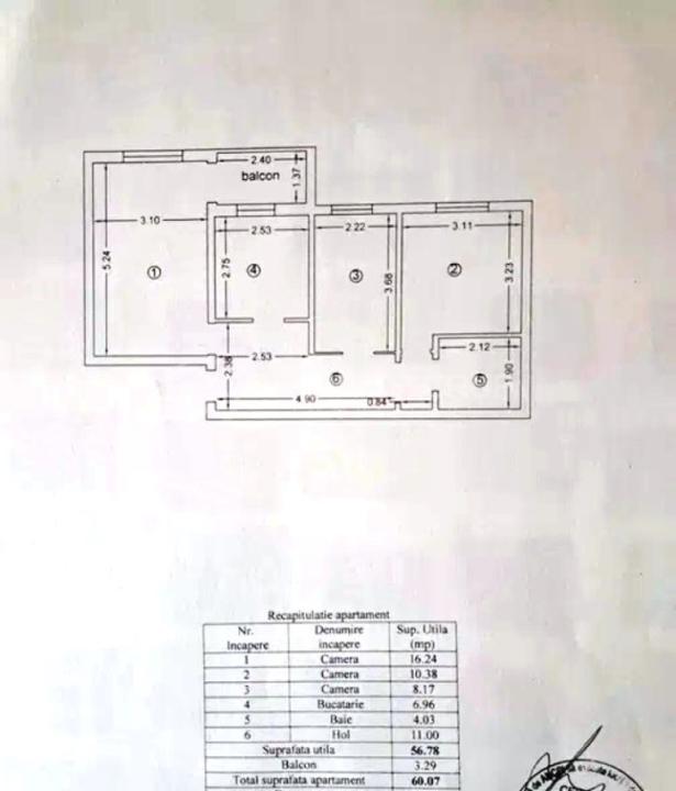 Etaj 3! Apartament 3 camere, Podul de Fier, 60mp, CT