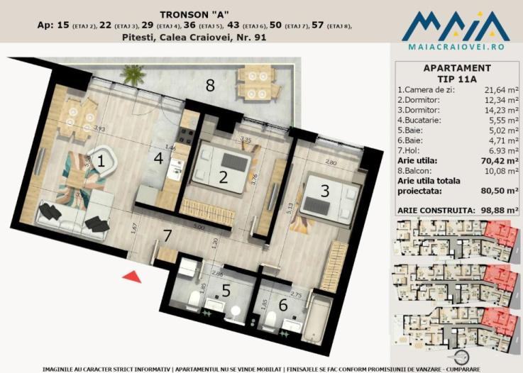 3 Camere Finisaje Premium | Incalzire in pardoseala | Pitesti | Ultracentral