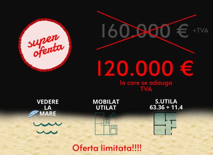 2 Camere Mamaia Nord cu vedere frontala la Mare | Mobilat si utilat 