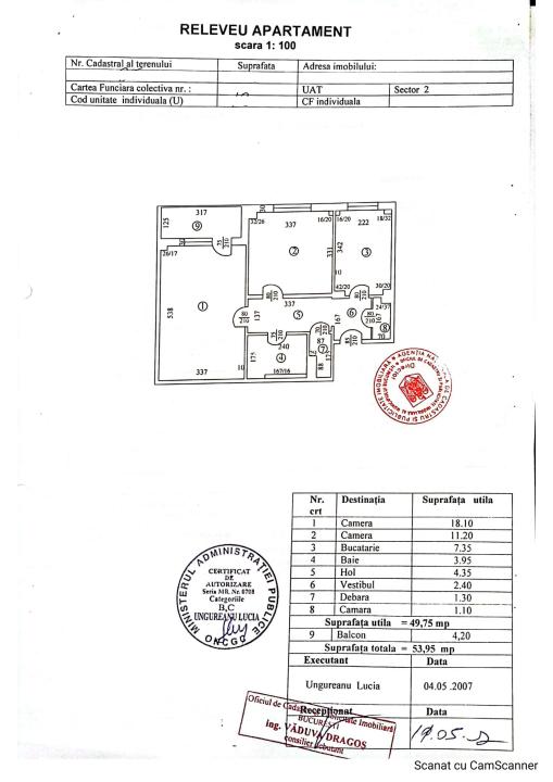 Apartament 2 camere, etaj 2/8, 54 mp, decomandat | cartierul Tei