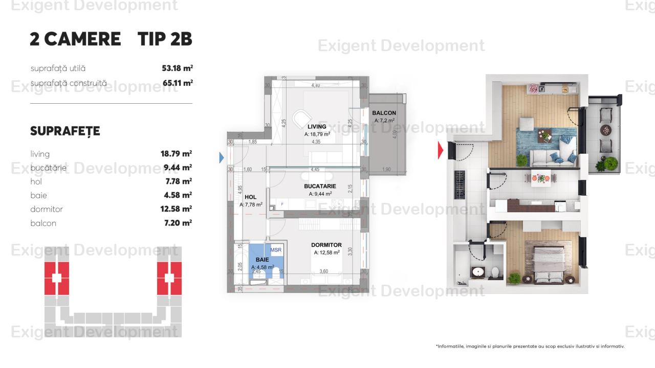 Apartament 2 camere tip B in Complex Plaza Residence Faza 6