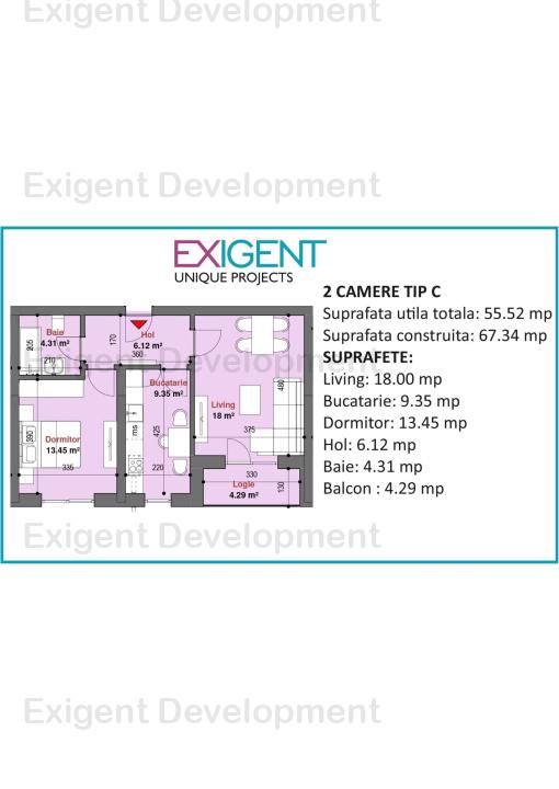 Apartament 2 camere tip C in Complex Plaza Residence Faza 5