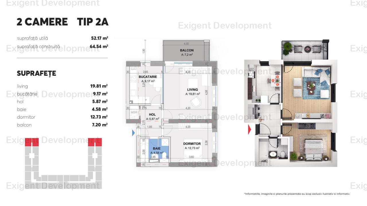 Apartament 2 camere tip A in Complex Plaza Residence Faza 6