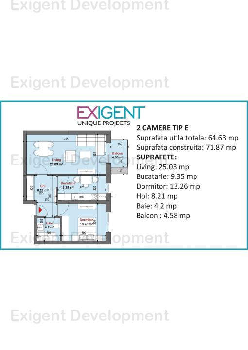 Apartament 2 camere tip E in Complex Plaza Residence Faza 5