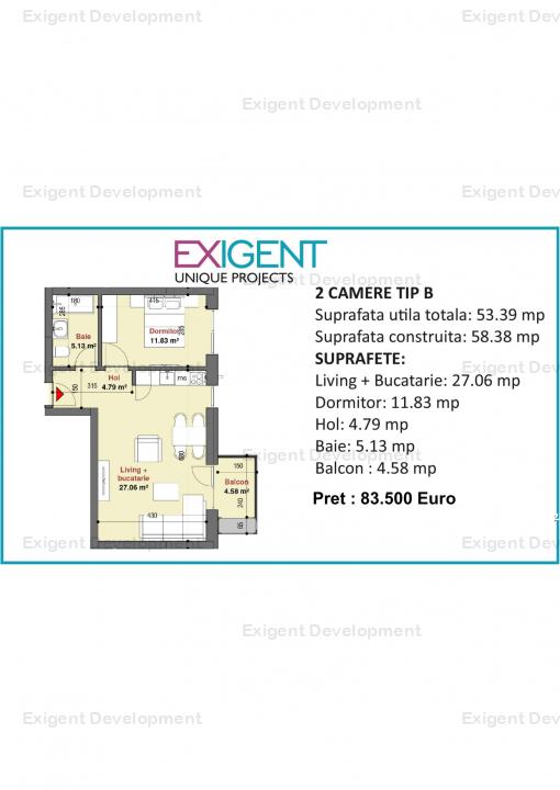 Apartament 2 camere tip B in Complex Plaza Residence Faza 5