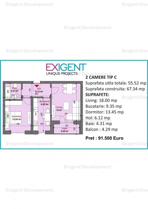 Apartament 2 camere tip C in Complex Plaza Residence Faza 5