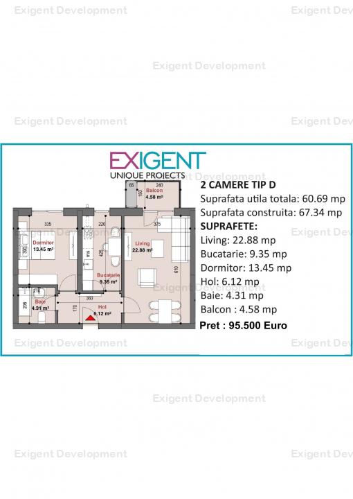 Apartament 2 camere tip D in Complex Plaza Residence Faza 5