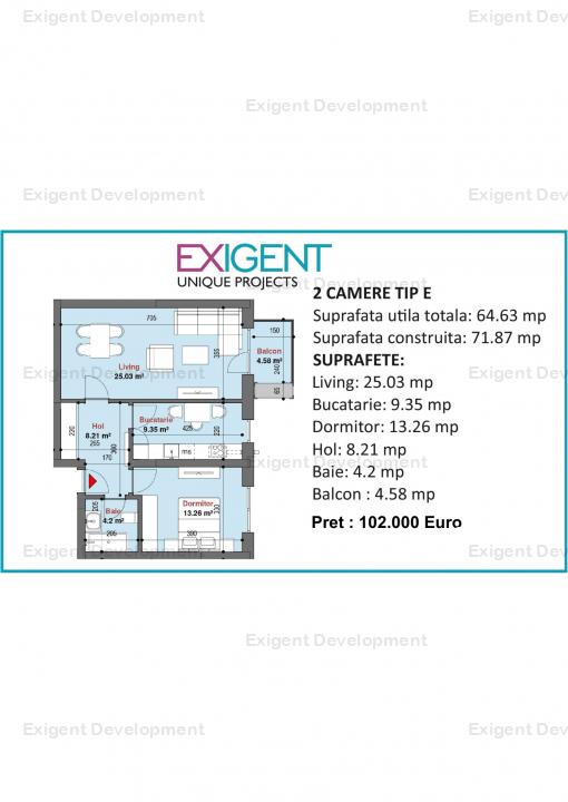 Apartament 2 camere tip E in Complex Plaza Residence Faza 5