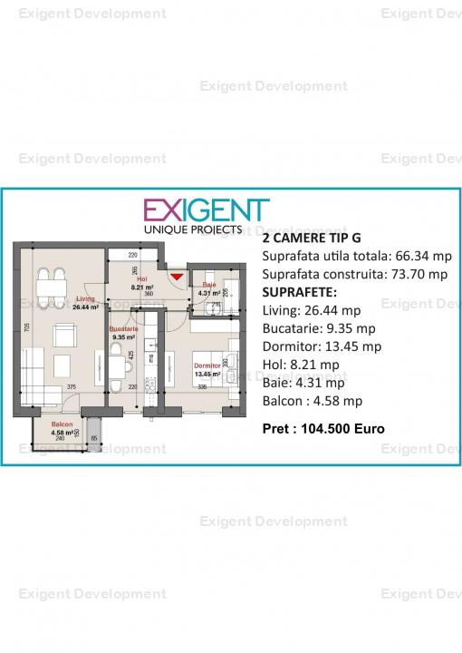 Apartament 2 camere tip G in Complex Plaza Residence Faza 5