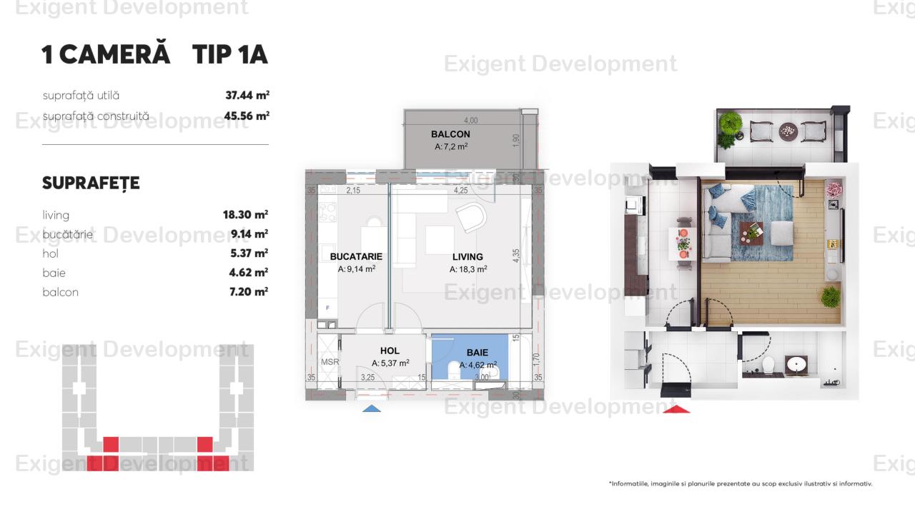 Garsoniera tip A in Complex Plaza Residence Faza 6