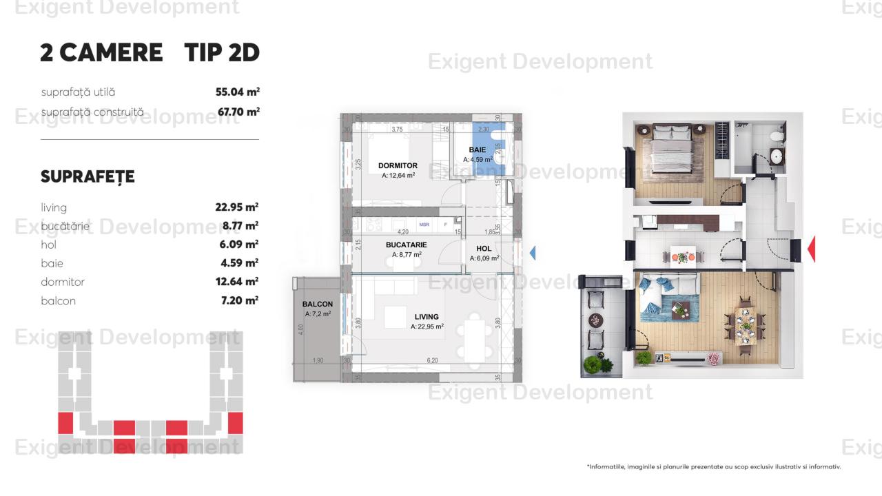 Apartament 2 camere tip D in Complex Plaza Residence Faza 6