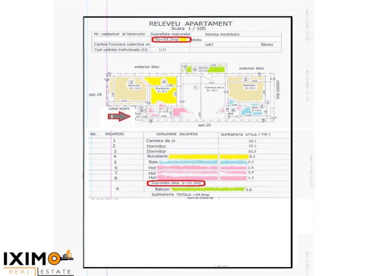 Vanzare apartament 3 camere, Nord, Bacau