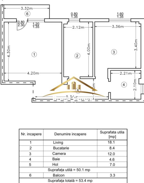 Apartament 2 camere, Rediu, 54 mp, 80.000 Cod Oferta: 6150 INTABULAT