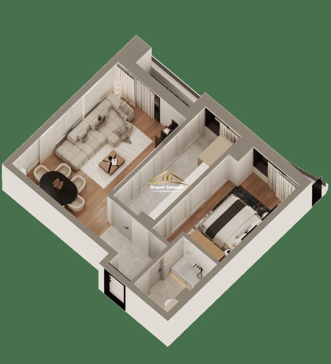 Apartament 2 camere, Dacia, 54.27mp  €77.172 Cod Oferta: 10221