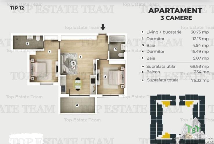 Apartament  3 camere