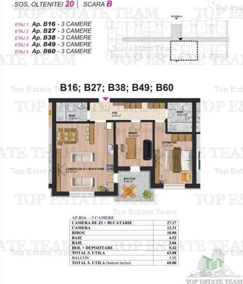 Apartament 3 camere, finisaje premium