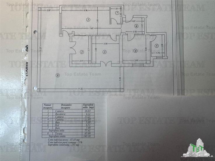 Apartament 3 camere cu terasa de vanzare in zona Bazilescu