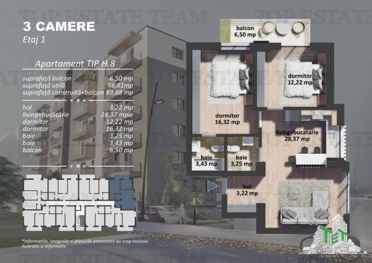 Grand Arena | Apartament 3 camere | 66.81mp