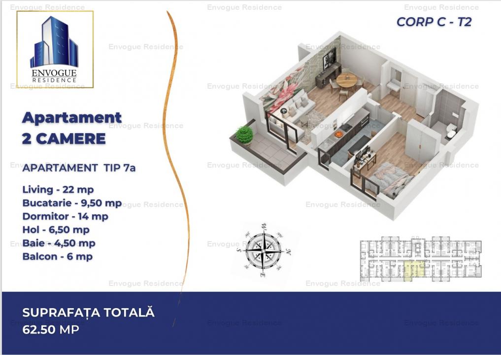 2 CAMERE Decomandat - DISCOUNT 1000 EURO doar la EnVogue Residence i