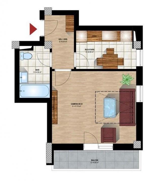Apartament cu o camera, modelul decomandat, zona Nicolina