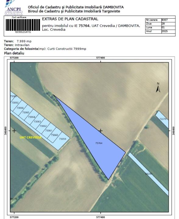 Teren intravilan curti constructii - 8000 mp Darza-Crevedia jud.Dambovita